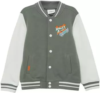 s.Oliver Collegejacke mit Colour-Blocking und Print / olive 2164858.7807.
