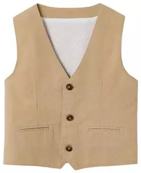 Vertbaudet Festliche Jungen Weste aus Baumwoll-Leinen-Mix (702500048) beige