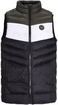 Jack & Jones JJESPRINT Puffer Bodywarmer Collar JNR (12258659) black/white/rosin blocking