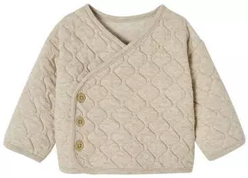Vertbaudet Asymmetrische gefütterte Baby-Daunenjacke beige meliert