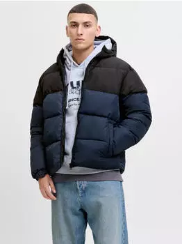 Jack & Jones Jjmaze Puffer Hood Quilted Jacket (12279726) sky captain black blocking