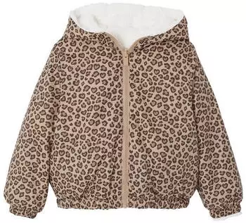 Vertbaudet Wendbare Kapuzenjacke mit Leomuster und Teddyfleece (341017492) beige