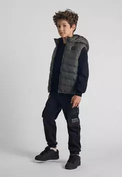 Minoti Padded Gilet Ärmellose Jacke mit abnehmbarer Kapuze (UTMN579) tanne/schwarz