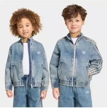 Adidas FIREBIRD ORIGINALS JACKE DENIM LOCKER GESCHNITTEN Worn Blue Denim (KQ8874)