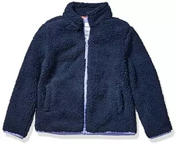 Amazon Essentials Sherpa Fleece Jacke mit durchgehendem Reißverschluss, verwaschen (AE2017540) verwaschenes marineblau