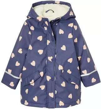 Vertbaudet Warme Regenjacke mit Kapuze & Teddyfleece-Futter indigo-blau