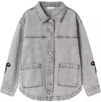 Name It Bestickte Jeansjacke light grey denim