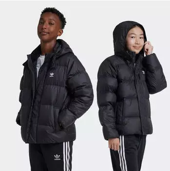 Adidas Adicolor Kids Steppjacke mit abnehmbarer Kapuze, lockere Schnittform (81645761) schwarz/wei&szlig;