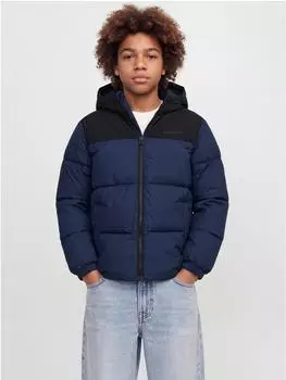 Jack & Jones Jjraze Puffer Hood Jnr Steppjacke Regular Fit (12299448) dunkelblau/schwarz