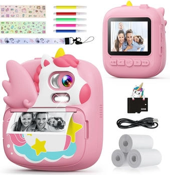 CAMCLID ET Kinder Sofortbildkamera Einhorn rosa