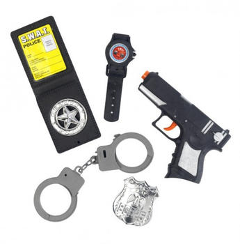Smiffy's Polizei Set 5teilig für Kinder schwarz/grau
