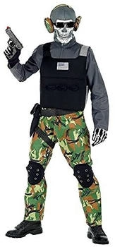 Widmann Kinderkostüm Skelettsoldat Overall Weste Knieschoner Gürtel Holster Maske Brille Kopfhörer