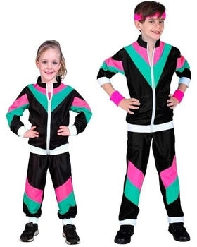 Widmann Kinderkostüm Trainingsanzug schwarz 80er Jahre Outfit