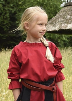 Battle-Merchant Ritter-Kostüm Kinder Mittelalter-Langarmbluse Helena rot