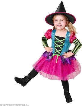 Widmann Hexen-Kleid Hut bunt Kinder