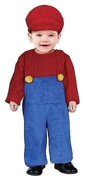 Fiestas Guirca Abenteuerlicher Lokführer Faschings Kostüm Kinder Jungen Roter Mechaniker Klempner Overall Mütze 2-3 Jahre