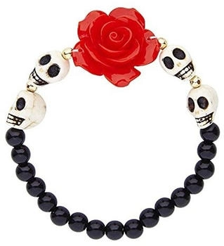 Widmann Perlenarmband Totenkopf 03508 dehnbar Totenköpfe Rose
