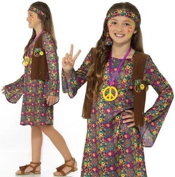 Smiffy's Hippie-Kleid Blumen-Muster bunt