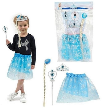 TOI-TOYS Eisprinzessin Verkleidungsset Tutu Tiara Zopf Stab