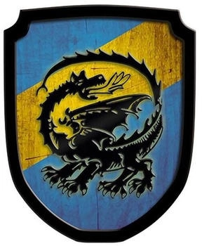 Holzspielerei Baumgartner wappenschild drache blau