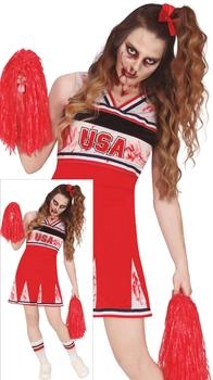 Fiestas Guirca Zombie Cheerleader Kostüm gruselig sportlich unheimlich