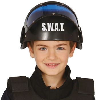 Fiestas Guirca S.W.A.T Polizeihelm für Kinder (13365.0) schwarz mit blauem/rotem visier