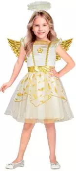 Widmann Angel Kinderkostüm mit Kleid, Flügel, Heiligenschein (21515) weiß