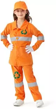 Corimori Müllmann Kostüm mit Kappe und Handschuhen (2176) orange