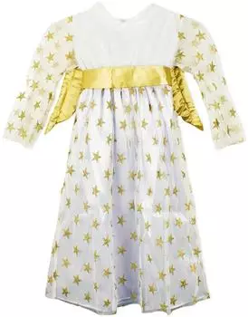 Das Kostümland Sternen Engel Samtkleid mit Flügeln weiß/gold