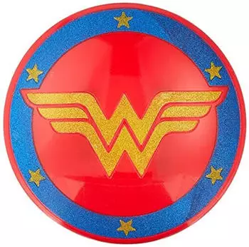 Rubie's Wonder Woman Glitzer-Schild lizenziertes Zubeh&ouml;r DC Comics rotes und blaues Sternschild Wonder Woman Logo f&uuml;r Hallowwen Karneval