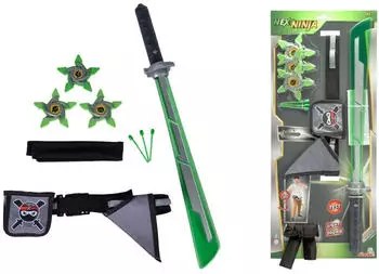 Simba Ninja Mega-Set Teile verstellbarer G&uuml;rtel Schwert Licht Sound Schussfunktion Pfeile Sterne Stirnband