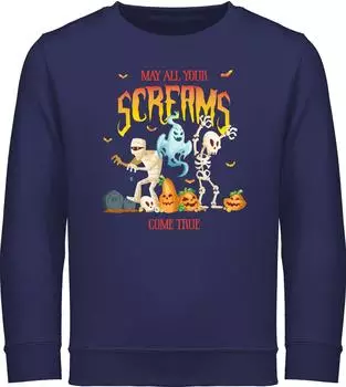 Shirtracer Geist Gespenst Zombie Skelett Halloween Sweatshirt (PV-66336471) navy blau