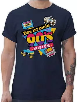 Shirtracer Langarmshirt 90er Jahre Kostüm navy blau