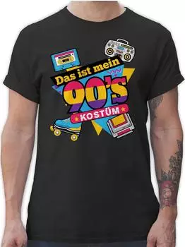 Shirtracer Das ist Mein 90er Jahre Kostüm V-Neck T-Shirt schwarz