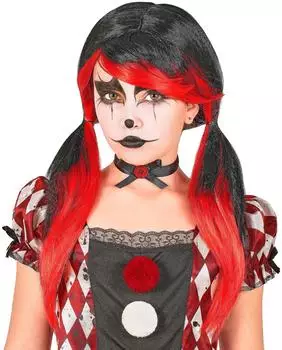 Widmann Killer Clown Perücke Kinder (10291) schwarz/rot