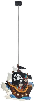 Eglo Pendellampe Holzleuchte mehrfarbig bunt Piratenschiff, Metall Holz bunt, Fassung 1x E27, LxBxH 42,5x14x110 cm
