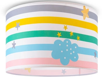 Paco Home Deckenlampe Pendelleuchte Streifen Regenbogen E27 Mehrfarbig (&Oslash;45.5cm) Wei&szlig;
