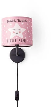 Paco Home Wandlampe Schalter ∅18cm Sterne Kabel 3m E14 Pink (Ø18cm), Schwarz
