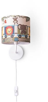 Paco Home Tischlampe Rund Tiere Weiß, Design 2 (Ø18 cm)