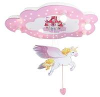 Elobra Kinderzimmer-Deckenleuchte SCHLOSS UND EINHORN Bildwolke, 5x E14, rosa