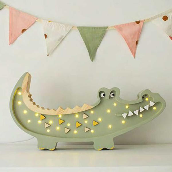 Little Lights Kinder Wand- & Tischleuchte Krokodil (Pastel Khaki)