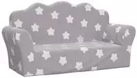 vidaXL Kindersofa 2-Sitzer Hellgrau mit Sternen Weich Pl&uuml;sch