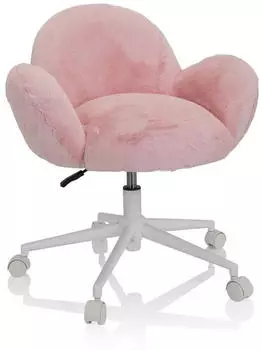 HJH Office Kid Teddy Kinderdrehstuhl Kunstfell Rosa H&ouml;henverstellbar (719224)