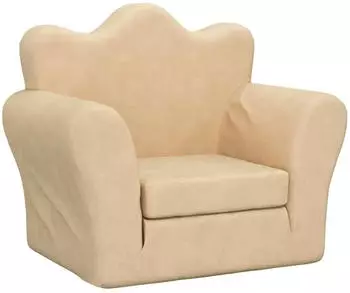vidaXL Schlafsofa f&uuml;r Kinder Weicher Pl&uuml;sch, Creme (357055)