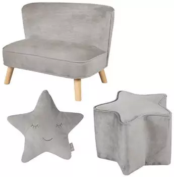 Roba Lil Sofa Kindersitzgruppe Samt, silbergrau, 3-teilig (13845258-0)