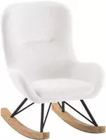 Vipack Schaukelstuhl "Rocky, in flauschigem Boucl&eacute; Stoff, Kufen aus massiver Buche"
