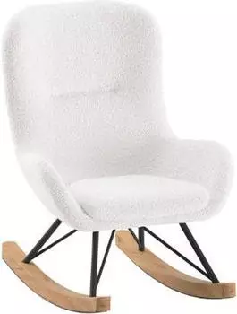 Vipack Rocky Mini Kinderschaukelstuhl Boucl&eacute;, Buchenholz-Kufen, Creme-Wei&szlig;