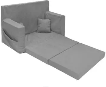 Flumi Kindercouch mit Schlaffunktion Mikrofaser dunkelgrau