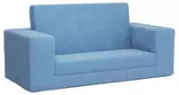 vidaXL Kinder-Schlafsofa 2-Sitzer Blau Weicher Pl&uuml;sch