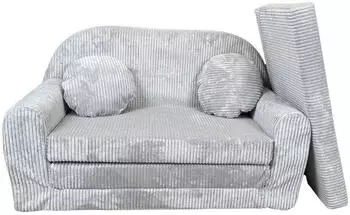 FORTISLINE Rosalia Kindersofa ausklappbar Cord, 2 Kissen, Oeko-TEX 100 (96x57x48cm)